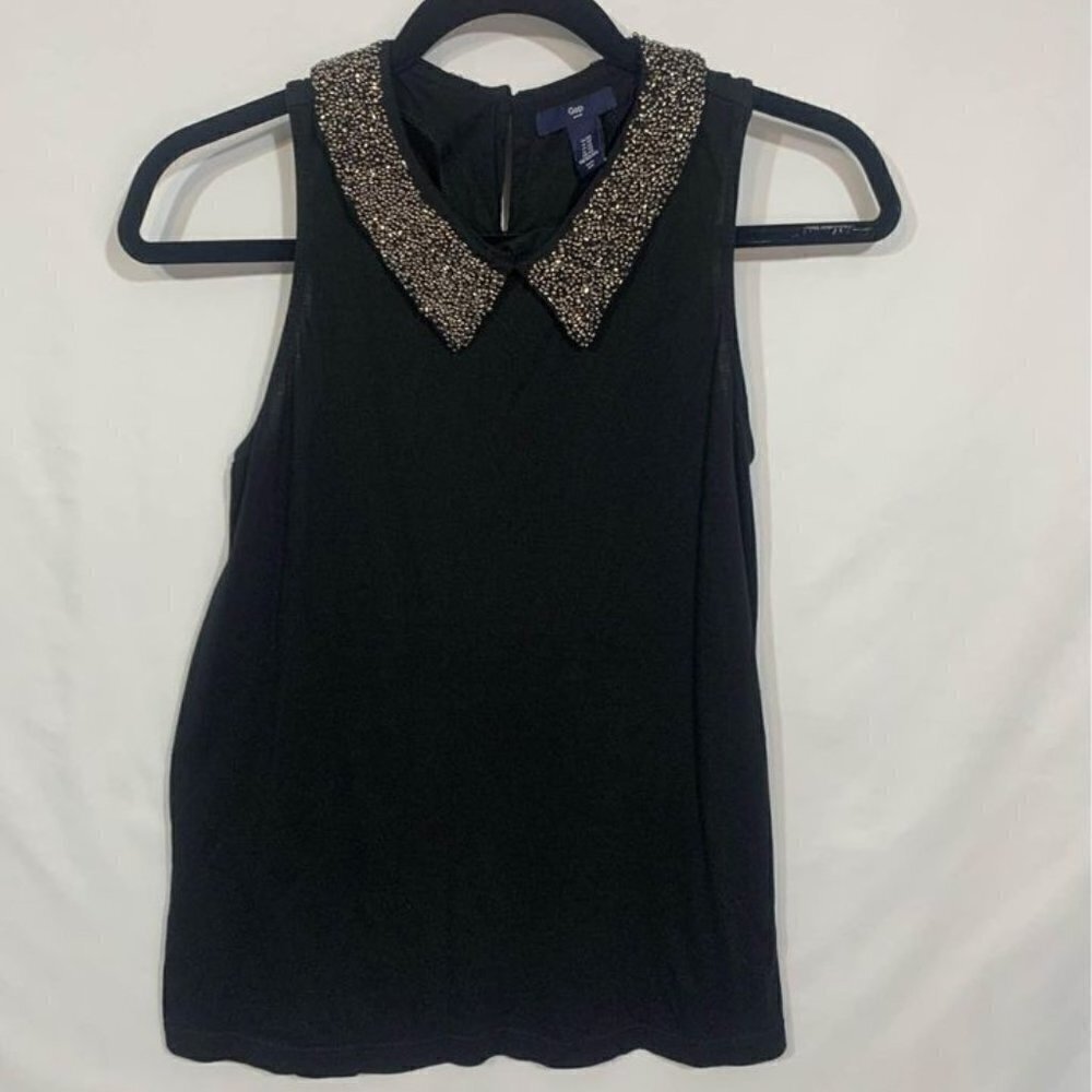 GAP woman’s sleeveless blouse. Embroidered beading collar. Soft! Size XS. Modal/